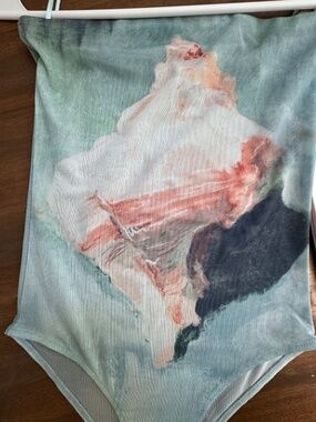 Zara Abstract Seashell Print Mesh Bodysuit